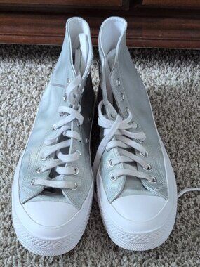 Converse Chuck 70 High Top Leather Sneakers Silver/White